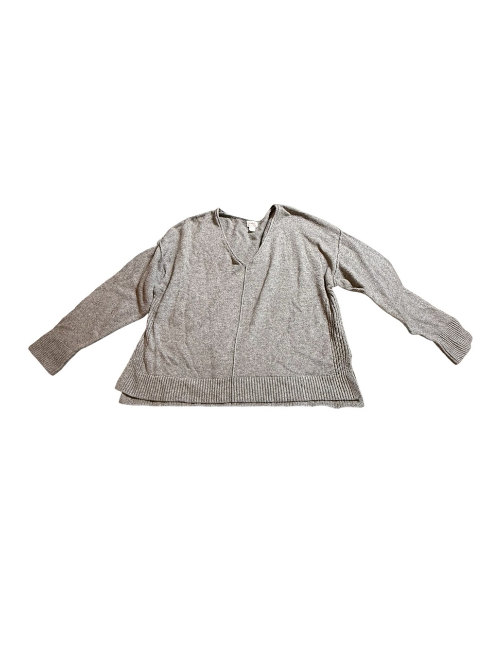 Auden Grey Cozy Soft Ribbed Knit V-Neck Pullover Loungewear Sweater Large L